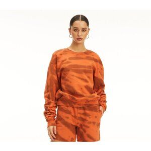 Good American Tie Dye Cinnamon Orange Boyfriend Sweatshirt Crew Neck Size 2